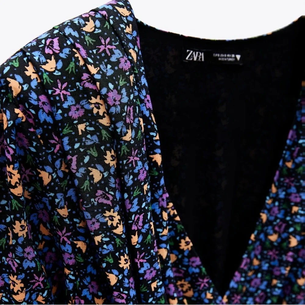 ZARA Shoulder ZARA BLUE FLORAL PRINTED Floral Print - Picture 14 of 15